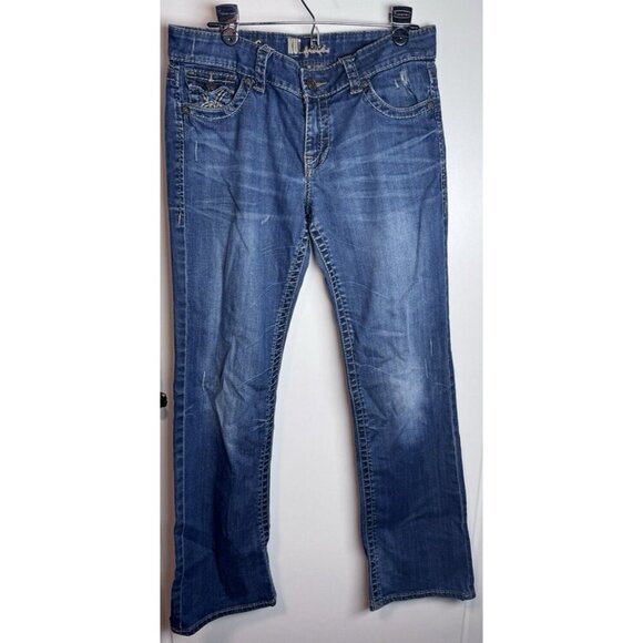 KUT FROM THE KLOTH WOMENS SO LOW JEANS SIZE 8 BOOTCUT FLARE 5 Pocket Embroidered - Picture 1 of 13